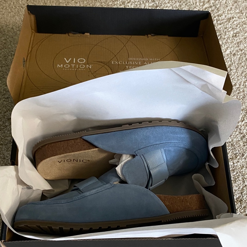 Vionic Slate Blue Suede Slip-Ons - Picture 3 of 7